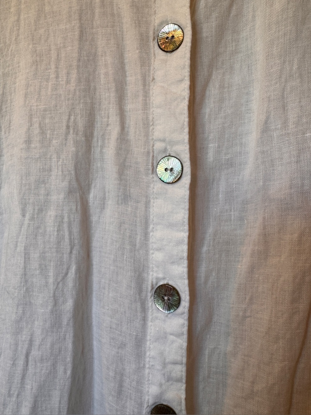 Fratini 100% Linen Button Front Shirt Women’s Small White Short Sleeve Collared - Picture 4 of 7